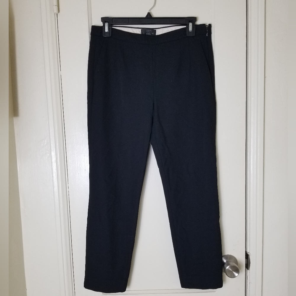 J CREW MARTIE 6 black wool blend side zipper ankle pants